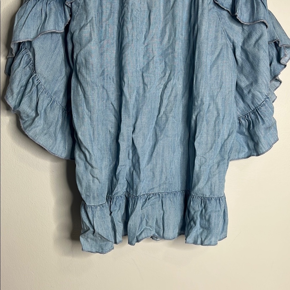 Blue Ruffled Women's Top - Picture 5 of 5